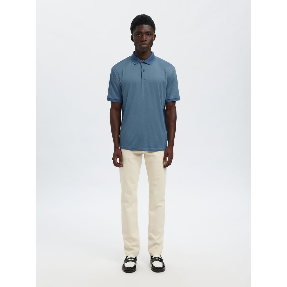 Polo Manches courtes gris - blue mirage, SELECTED