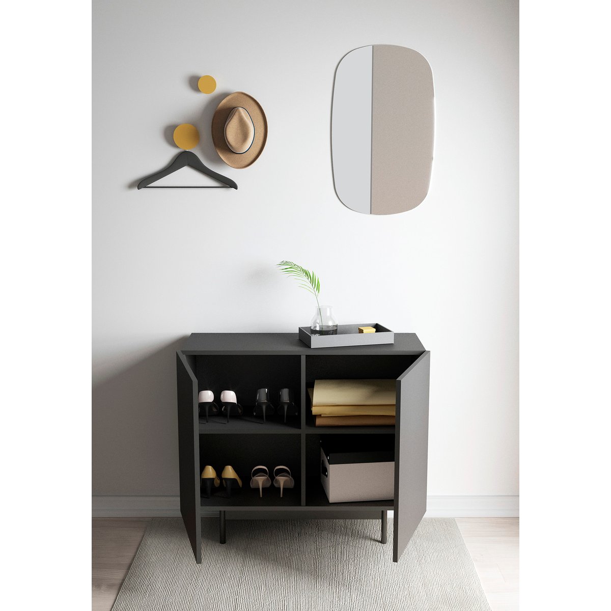 Buffet placard 2 portes, PRINTED graphite, HERDASA