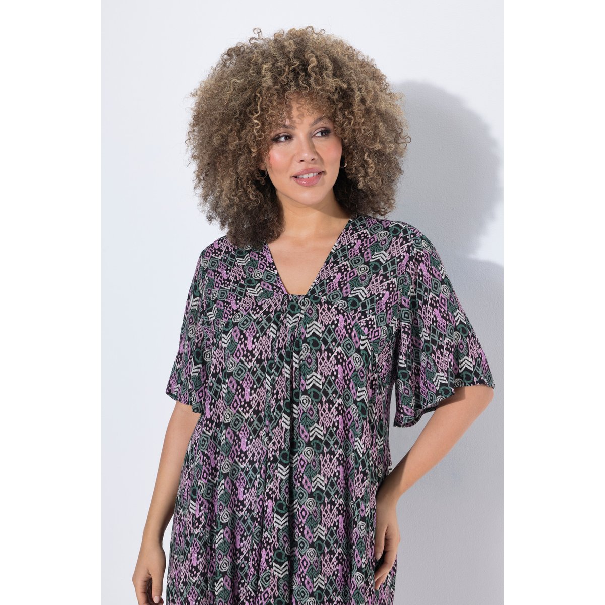 Blouse avec plis fantaisie noir, ULLA POPKEN