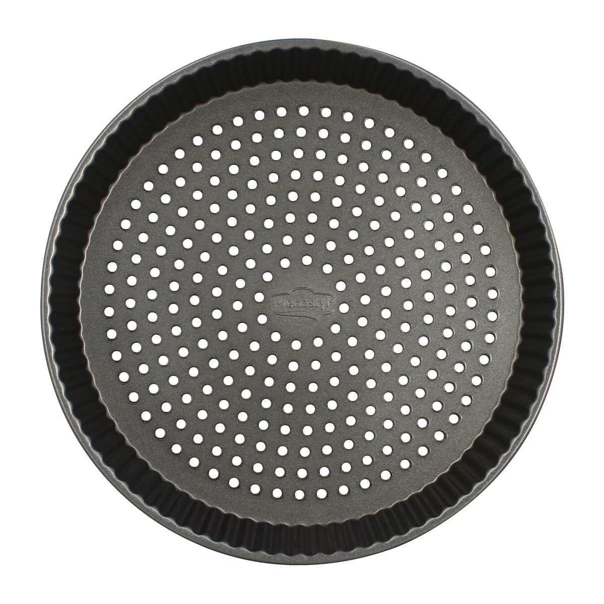 Moule à tarte perforé 32 cm en acier carbone, AMANDINE noir, MENASTYL