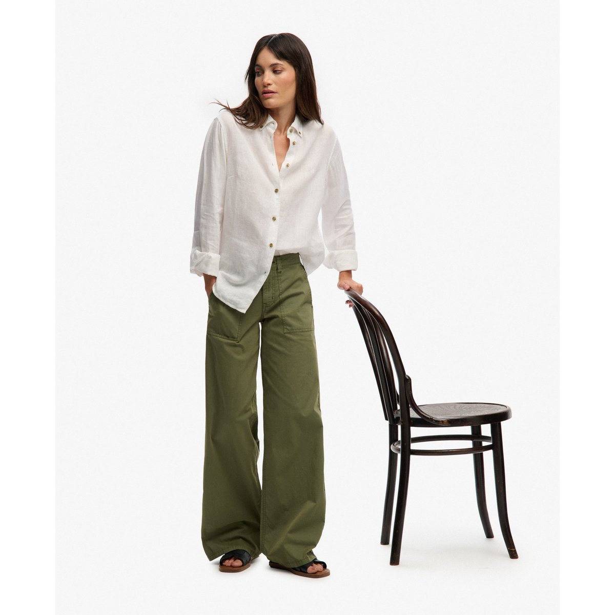 Pantalon Cargo Ample vert olive kaki, SUPERDRY