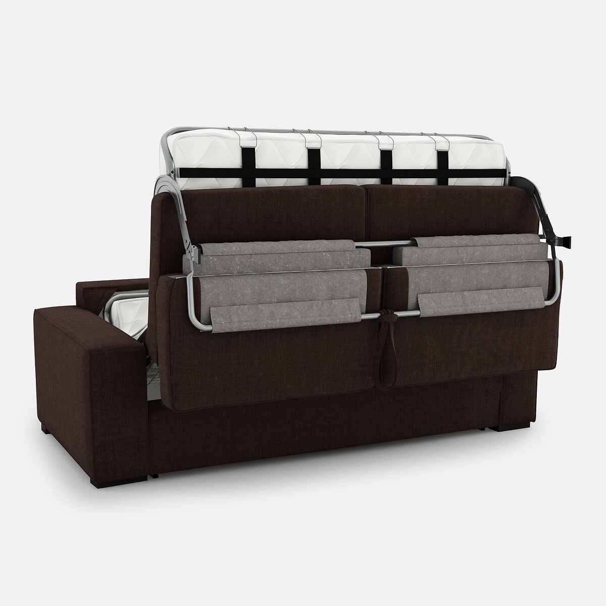 Sofá-cama em algodão/linho, espuma, Cécilia castanho-chocolate, LA REDOUTE INTERIEURS