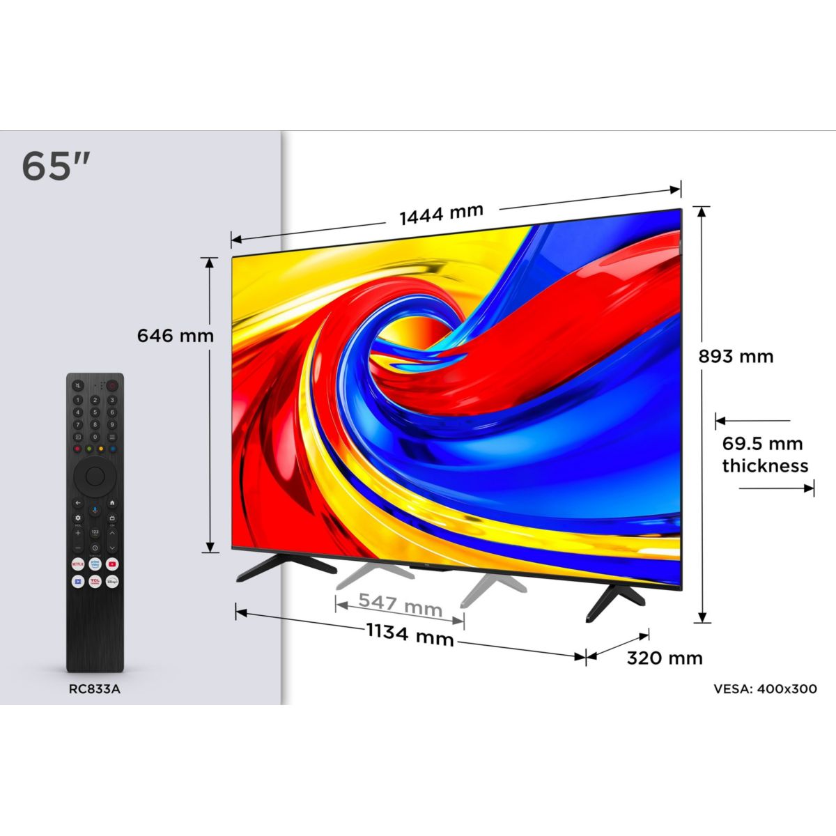 TV QLED 65P79L (2026) 65" (165 cm) couleur unique, TCL