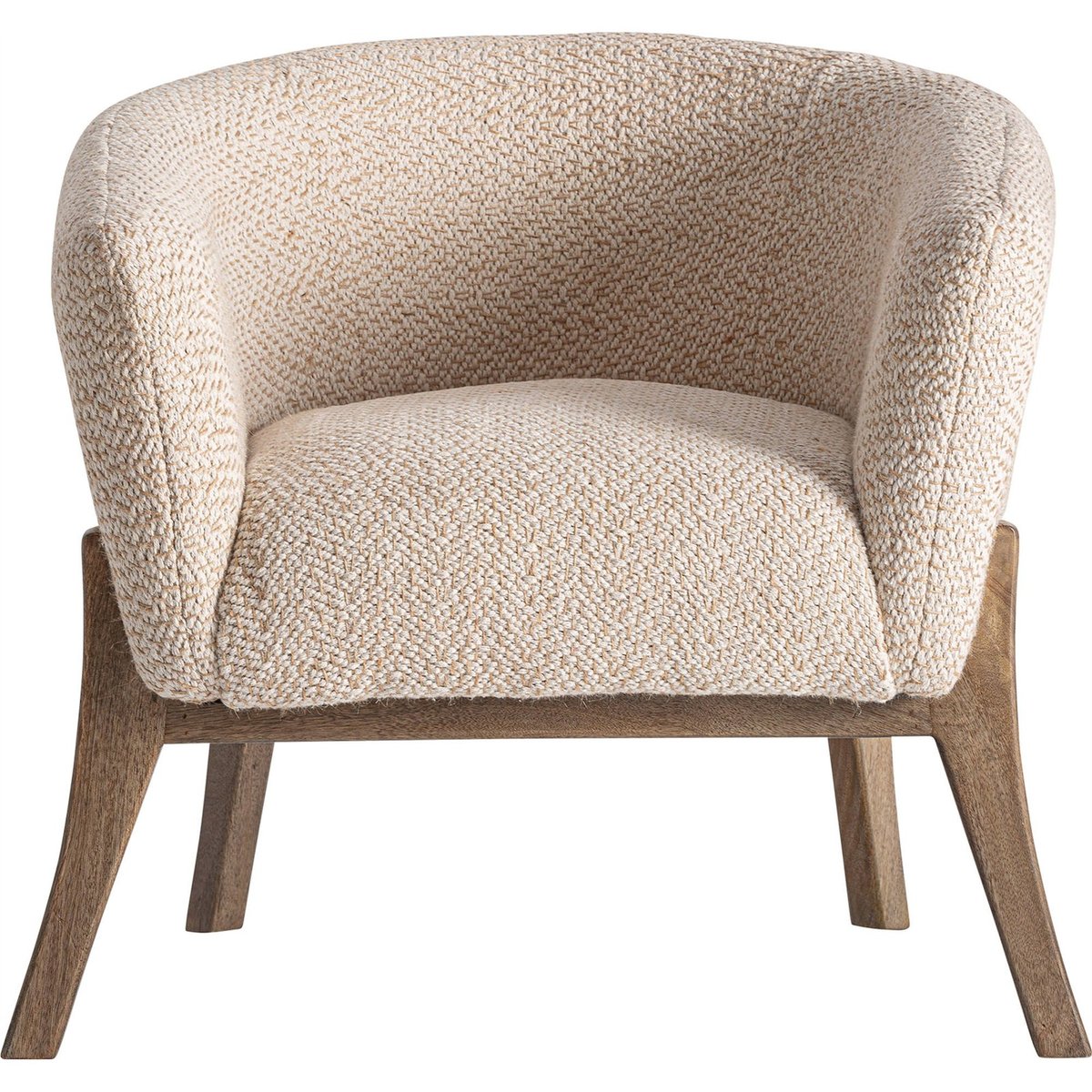 Fauteuil de salon en jute style contemporain blanc cassé naturel et bois clair, RECOLLECTION