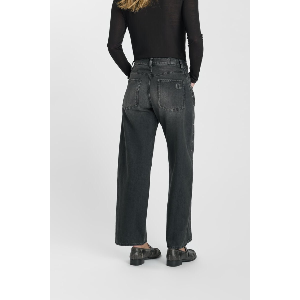Jeans loose, large LEALY, longueur 34 black / black, LE TEMPS DES CERISES