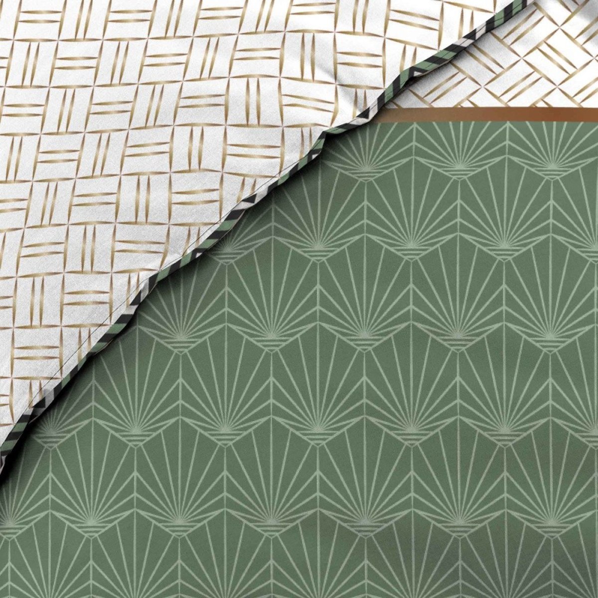Housse De Couette 260x240 + 2 Taies Belor Coton Percale 78 Fils vert, DECORATIE