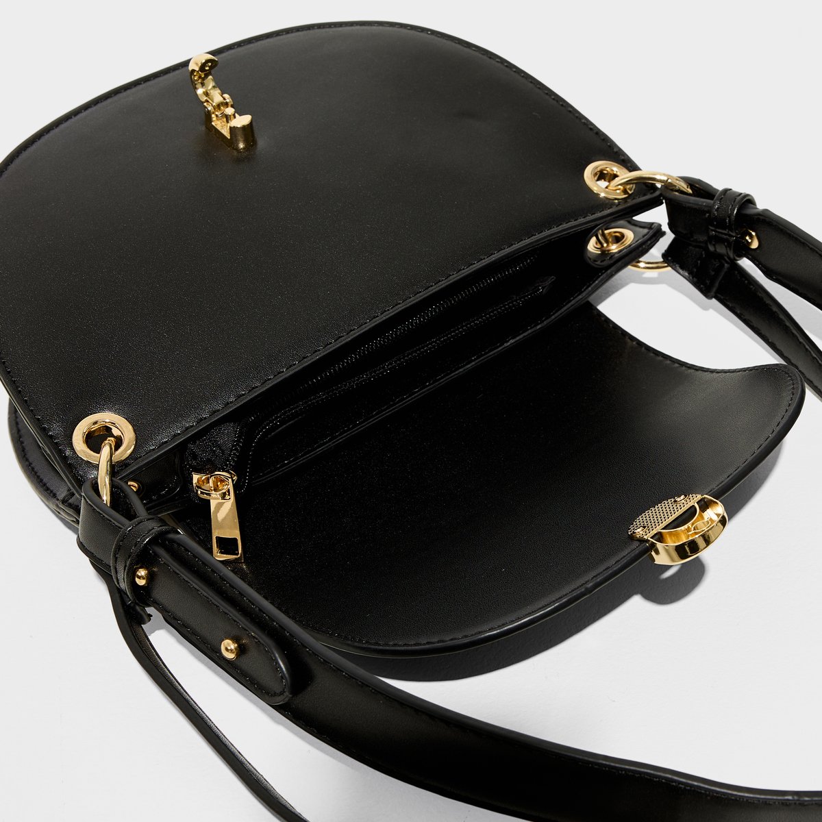 Sac bandoulière demi-lune noir, GRAIN DE MALICE