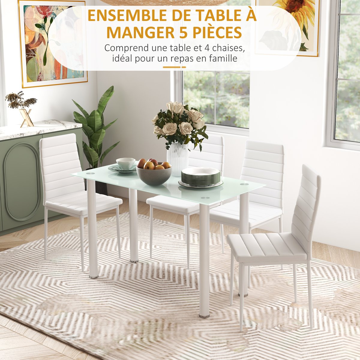 Ensemble de table à manger Acier Blanc blanc, HOMCOM