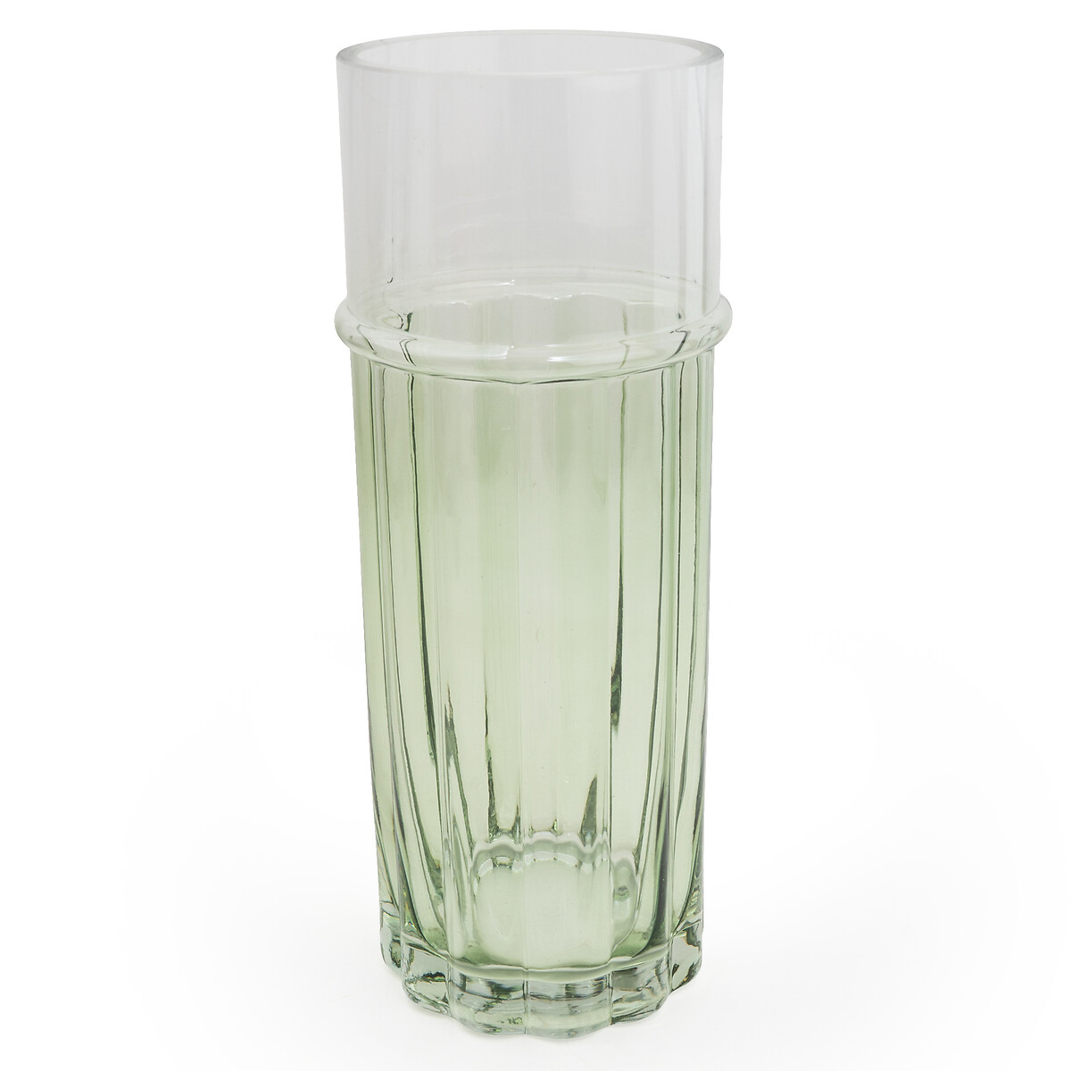30cm Two-Tone Ridged Glass Vase green, SO'HOME