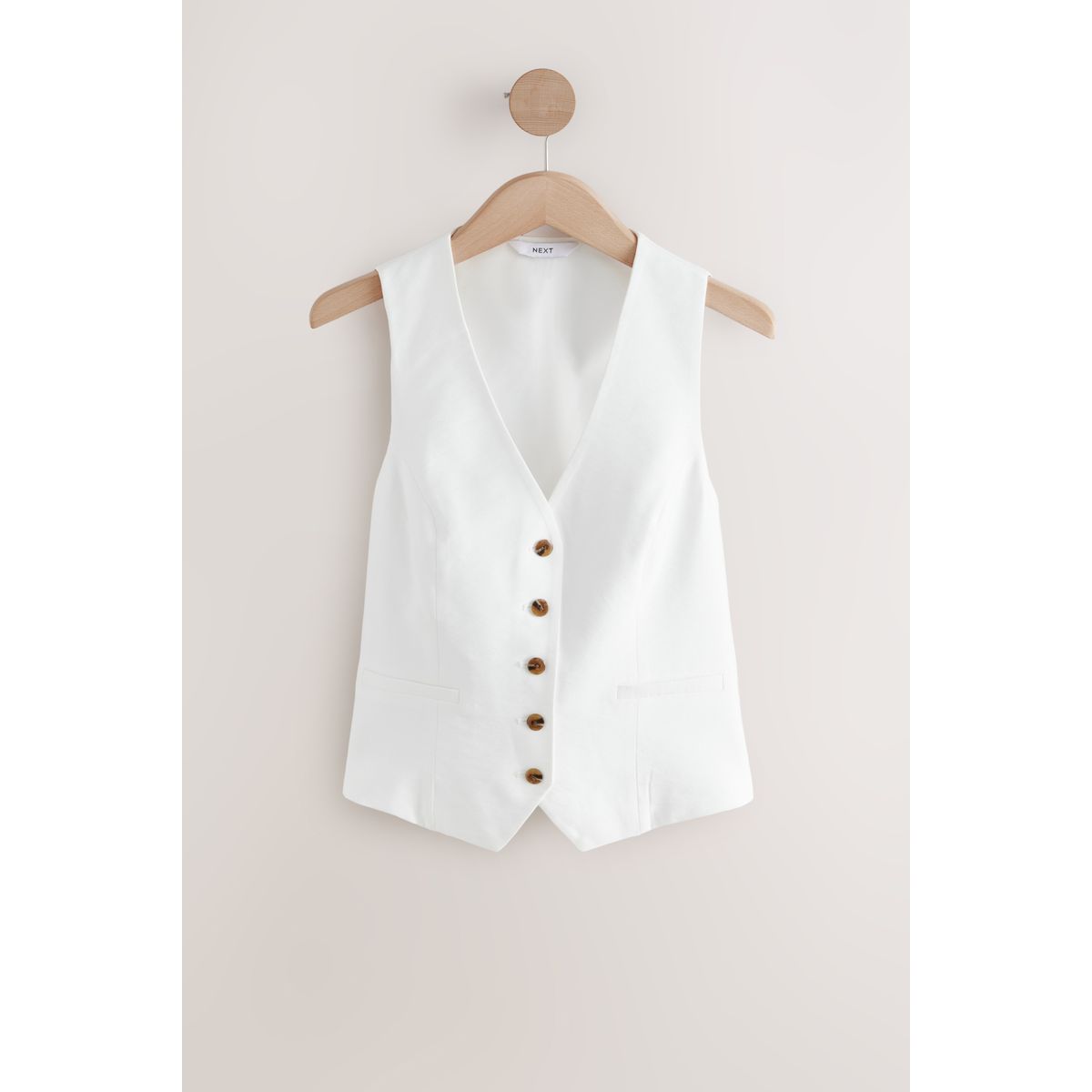 Gilet de costume col v boutonné blanc, NEXT