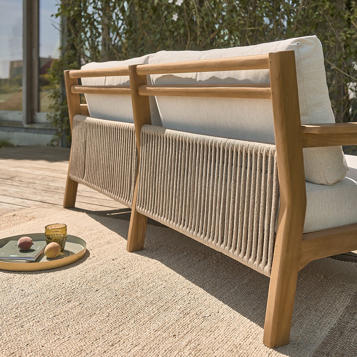 Canapé de jardin en teck massif MAORA light_grey, BERAH GETAH
