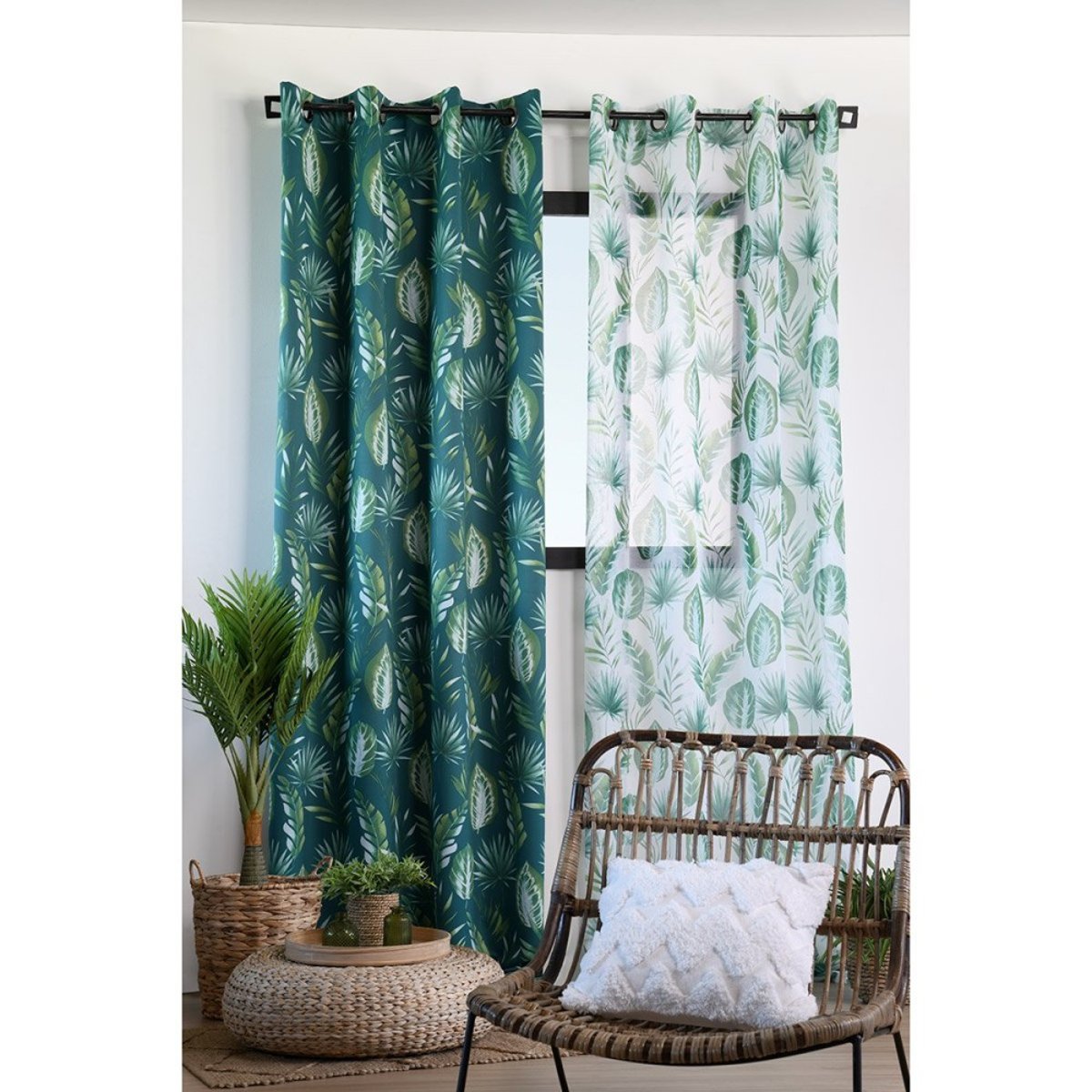 Rideau à œillets Occultant 140x260 Zéphyr Vert vert, DECORATIE