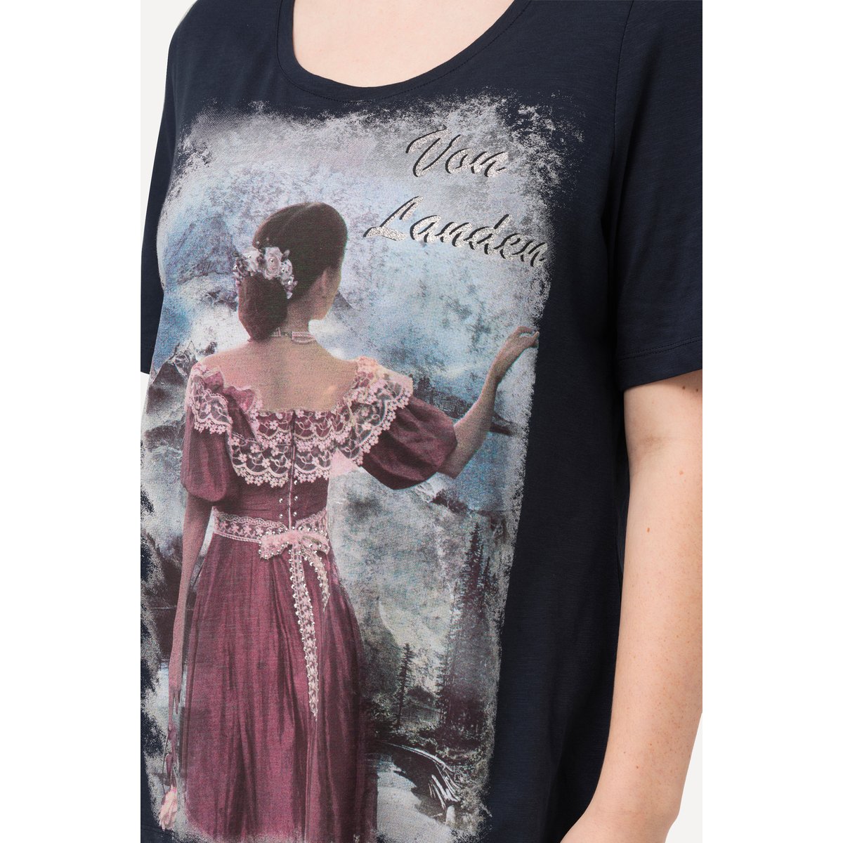 T-shirt à motif style tyrolien marine, ULLA POPKEN
