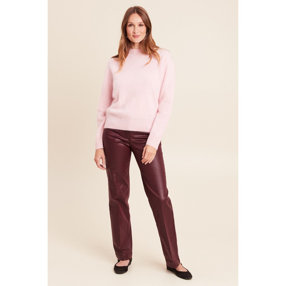 Pull cachemire col montant rose, BREAL