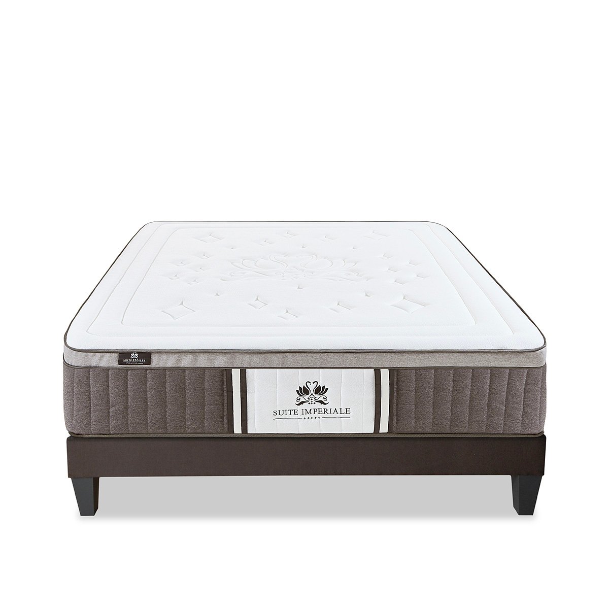 Ensemble Suite Impériale 140x190 cm Matelas Ressorts ensachés + Sommier Bois couleur unique, BELLECOUR