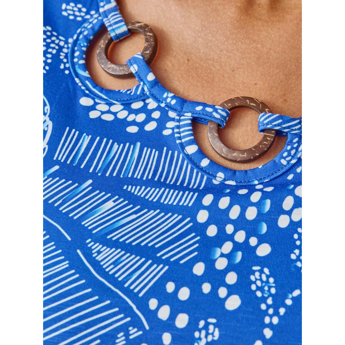 Tee-shirt encolure fantaisie imprimé bleu, DAXON