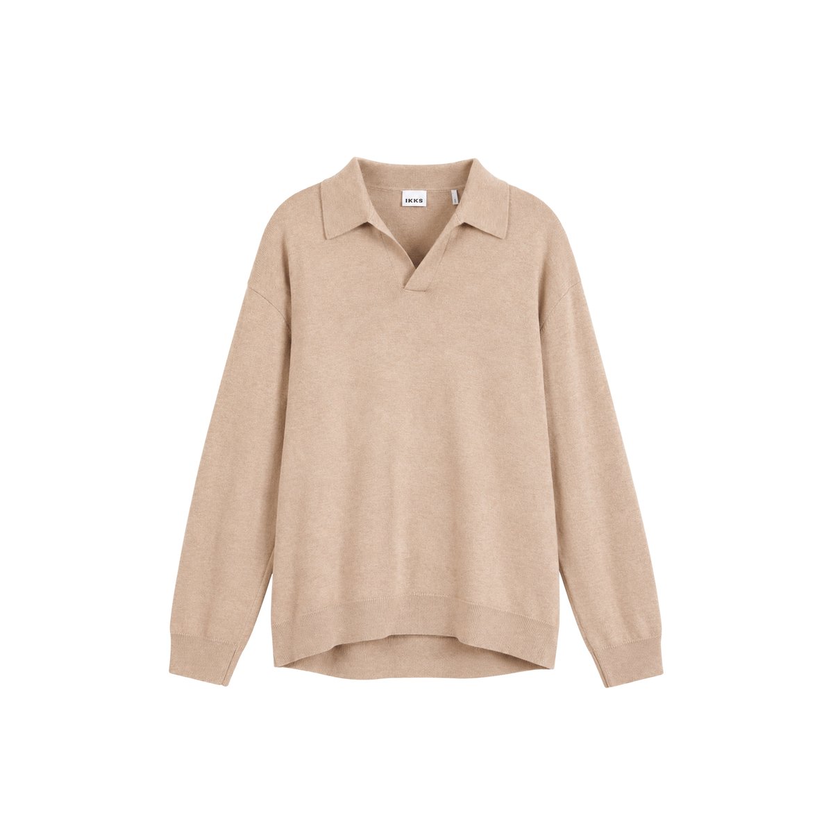 Polo manches longues tricot beige, IKKS