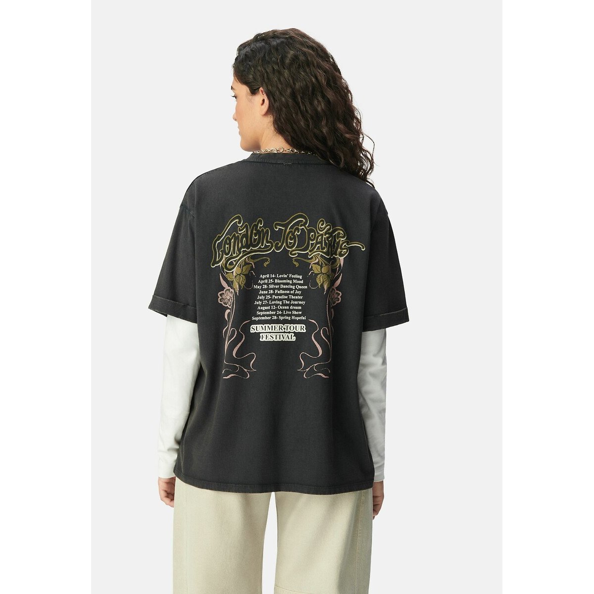 Short Sleeve Crew Neck T-Shirt with Printed Back charcoal grey, IKKS