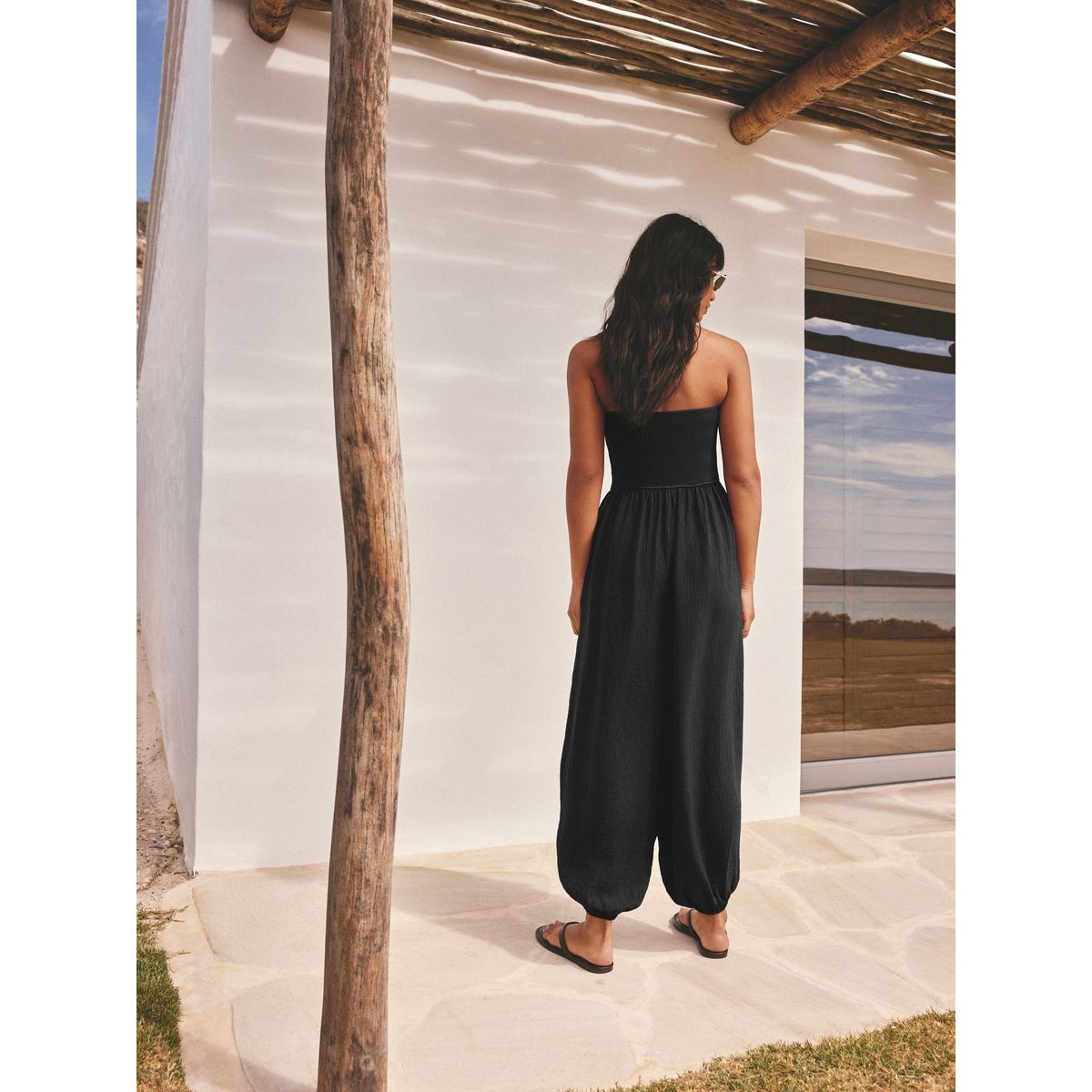 Combinaison bouffante bandeau en jersey noir, NEXT