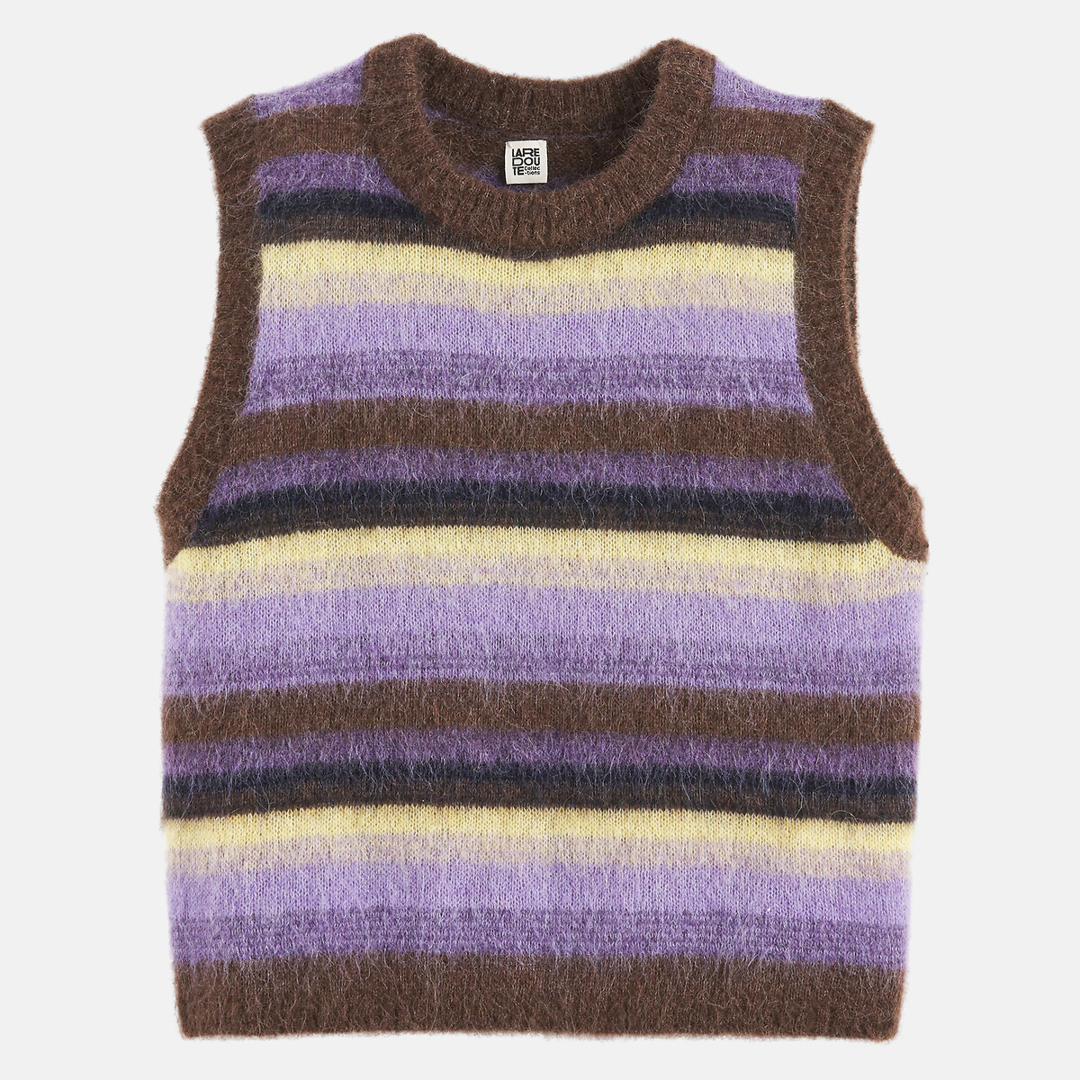 Pull sans manches à rayures, en alpaga mélangé rayé multicolore, LA REDOUTE COLLECTIONS