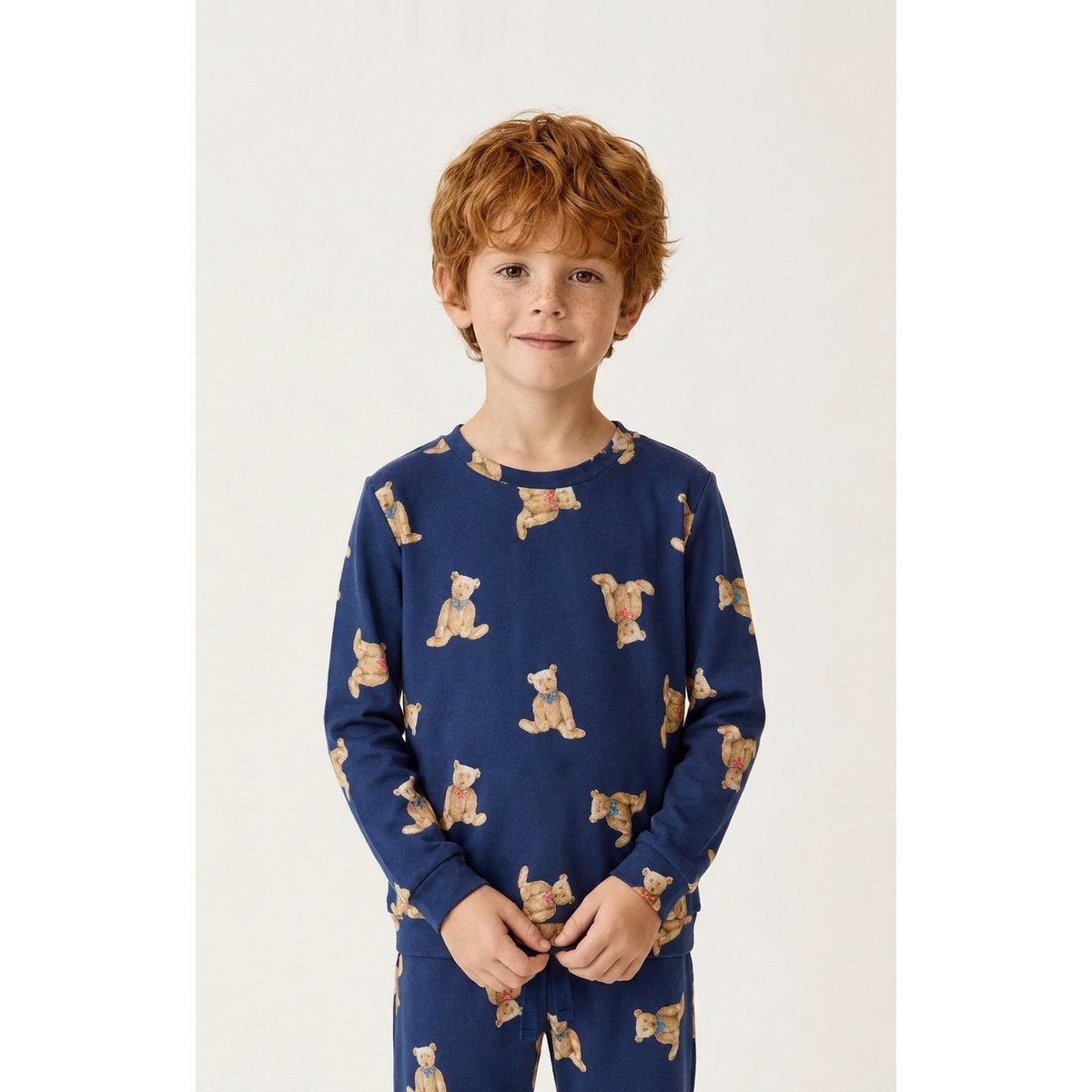 Pyjama enfant en micropolaire imprimé Old Teddy Marine marine, ARTHUR