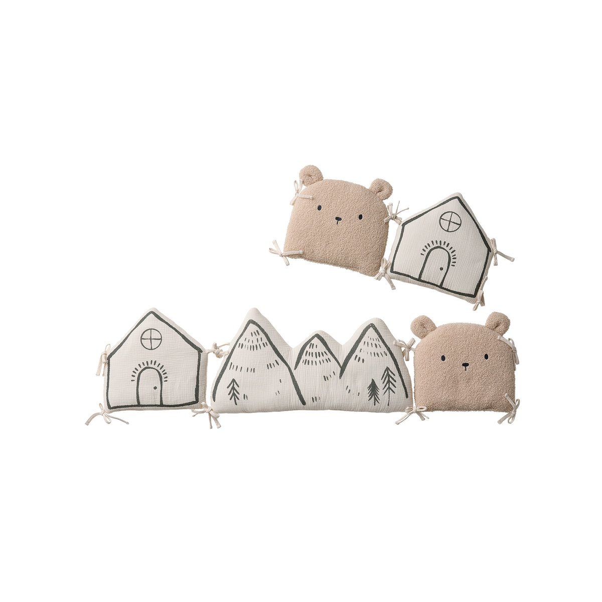 Tour de lit / Tour de parc coussins HYGGE beige imprimé, VERTBAUDET