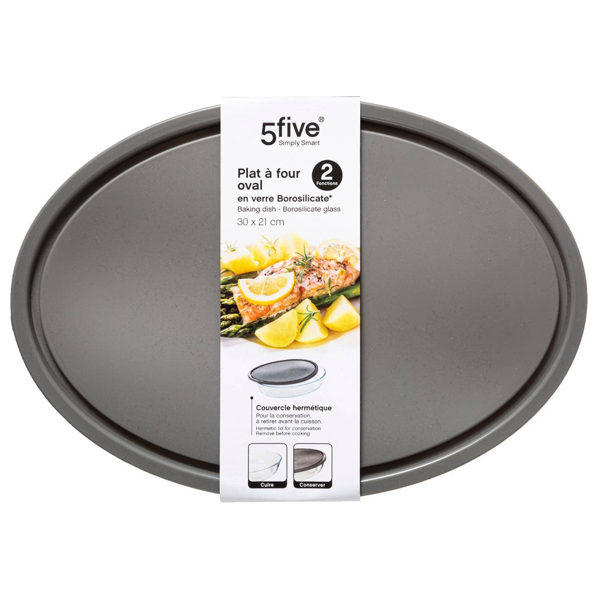 Plat ovale avec couvercle KEEPEAT gris, 5FIVE SIMPLY SMART