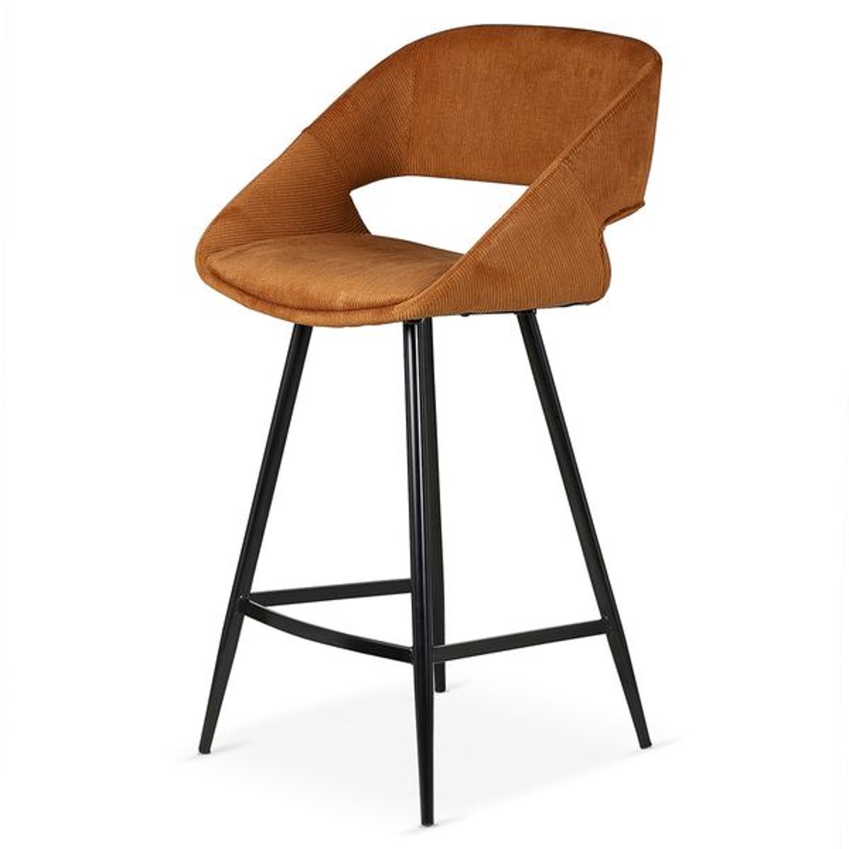 Chaise snack velours côtelé vert foncé cognac, ZAGO