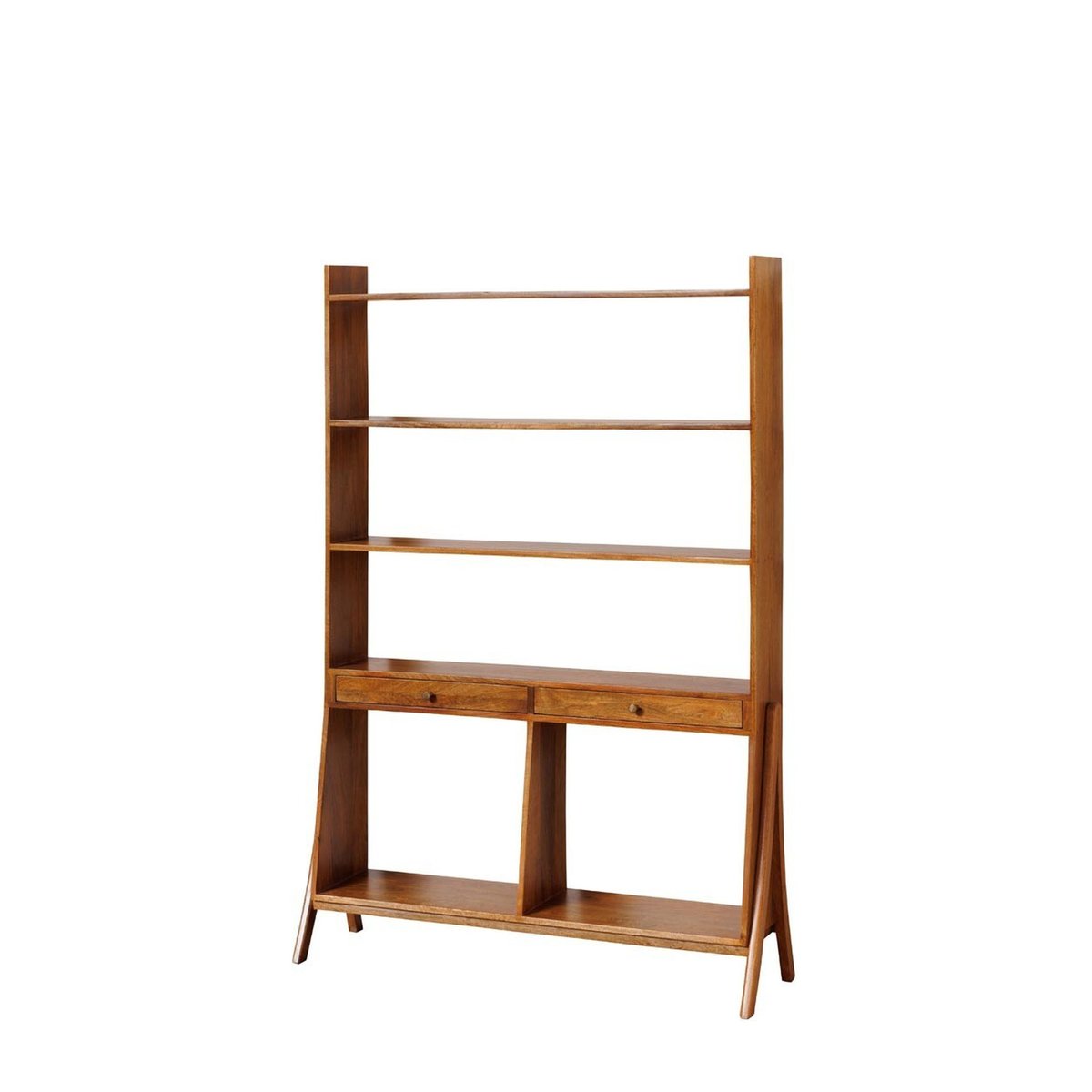 Étagère 5 étages 2 tiroirs en bois naturel SOTO bois fonce, CHEHOMA