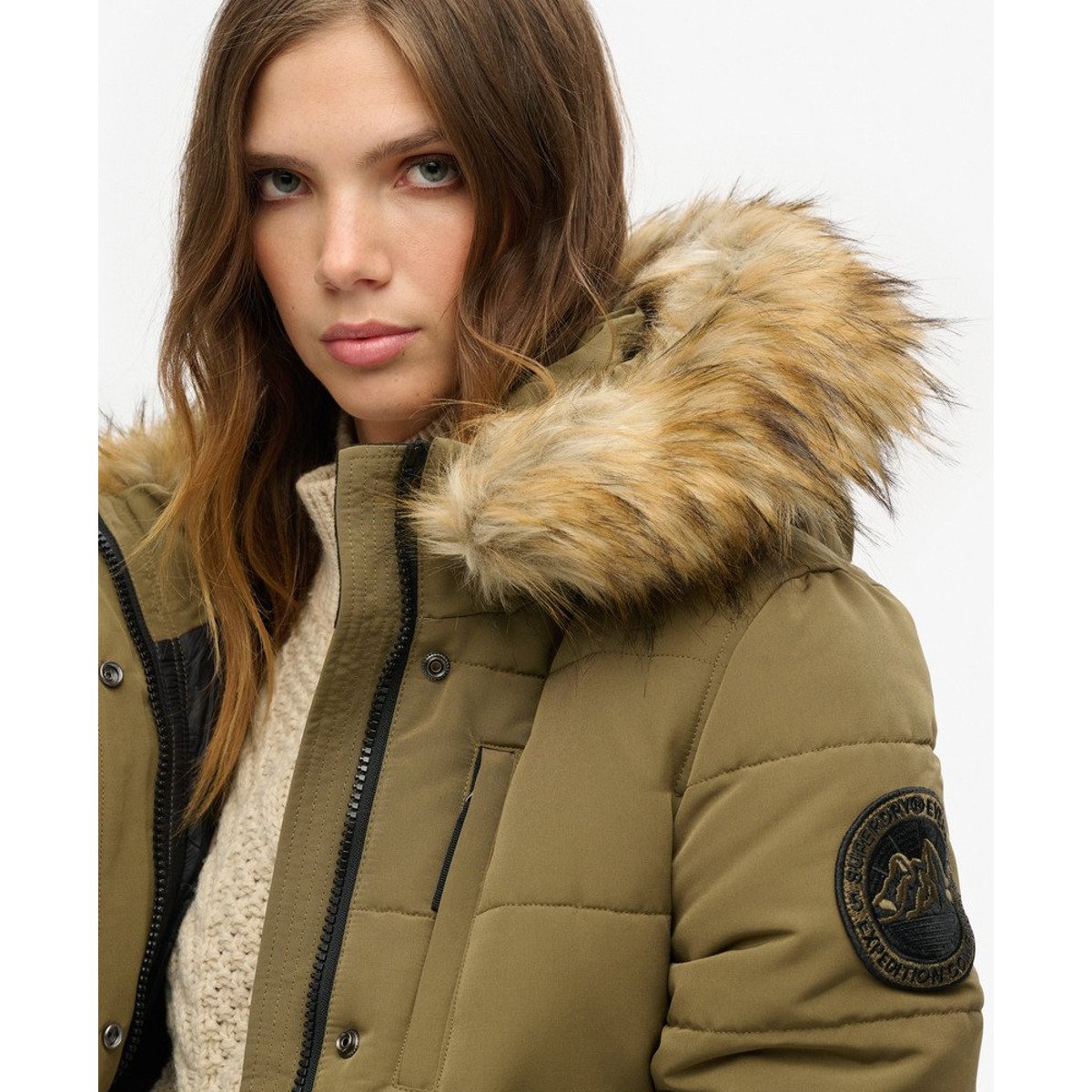 Bomber à capuche Everest olive militaire, SUPERDRY