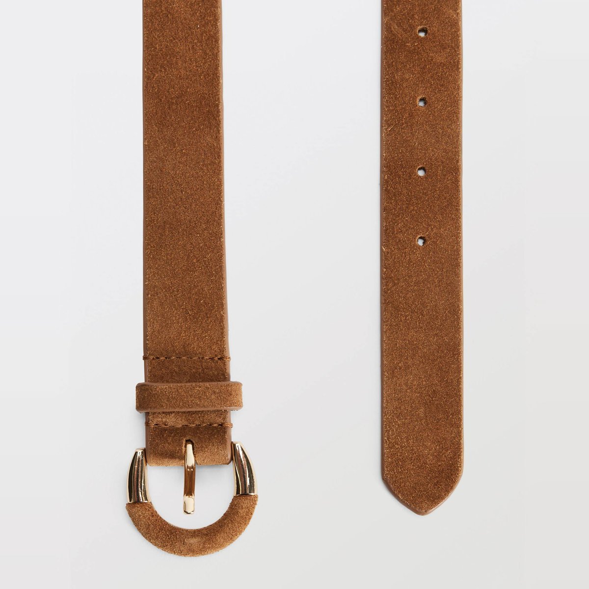 Ceinture en cuir avec boucle recouverte tan, MONOPRIX