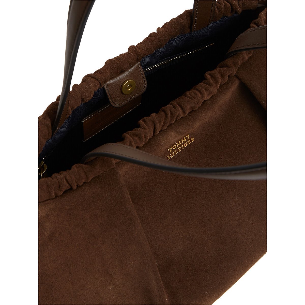 Sac hobo en cuir de vachette suède marron, TOMMY HILFIGER