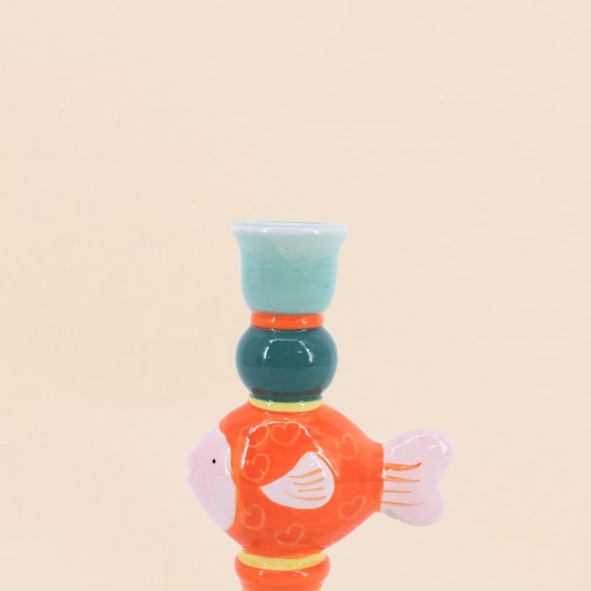 Bougeoir poisson et en céramique 18cm bleu, ORNAMI