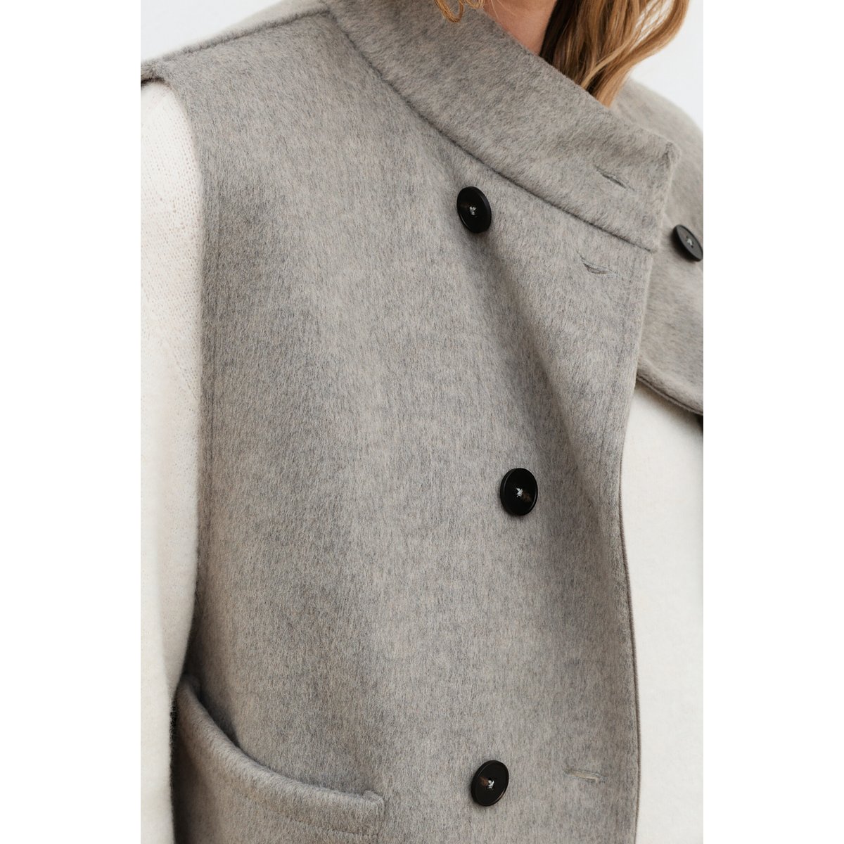 Poncho ample col montant HACABAN gris, CAROLL