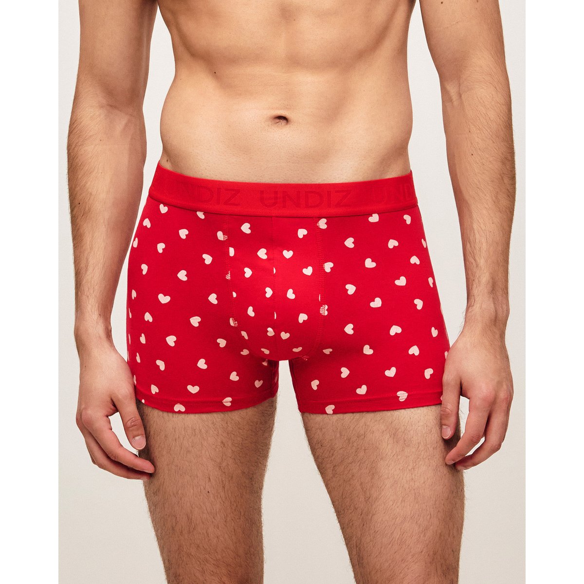 Boxer en coton motifs coeurs REPEATIZ REDCO rouge, UNDIZ