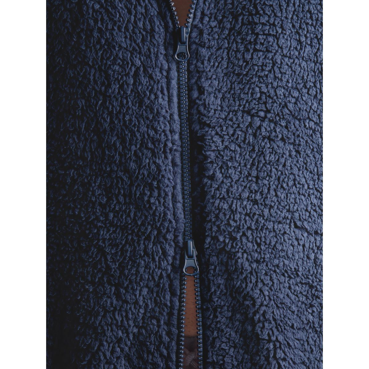Robe de chambre zippé en peau lainée bleu marine, NEXT