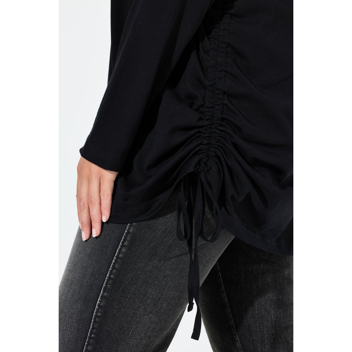 T-shirt Classic à col rond et manches noir, ULLA POPKEN