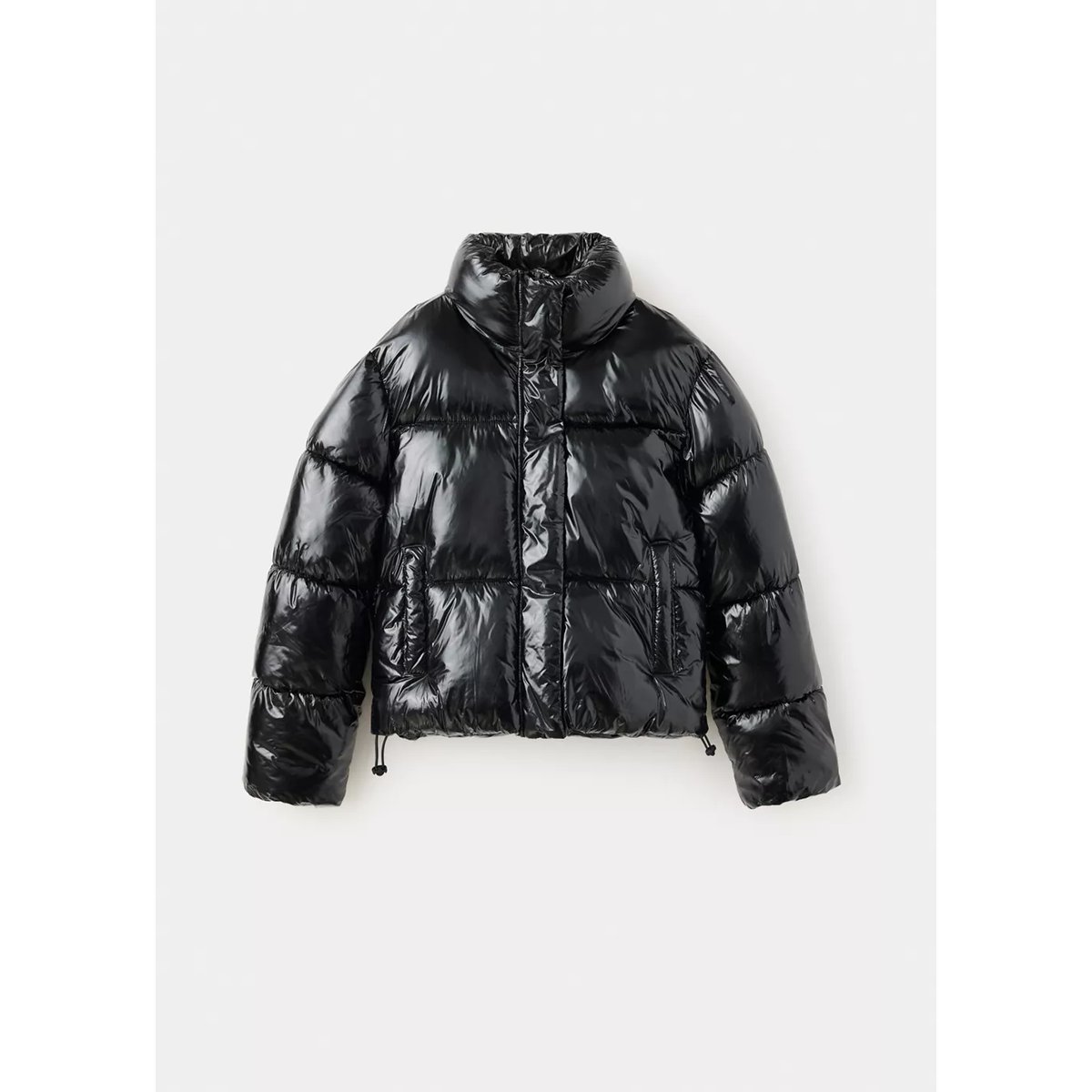 Anorak matelassé brillant noir, MANGO TEEN