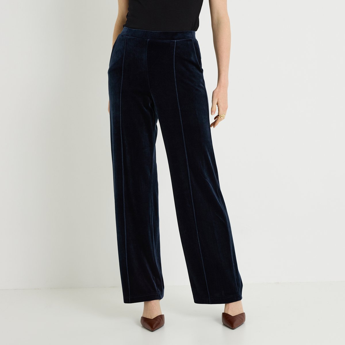 Pantalon large en velours bleu, GRAIN DE MALICE
