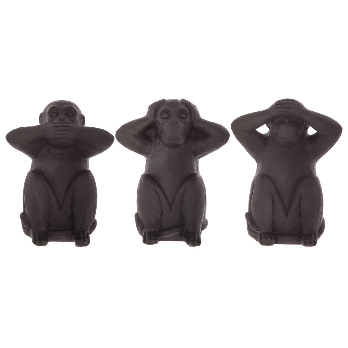 Set de 3 statuettes SINGES SAGESSE noir, ATMOSPHERA