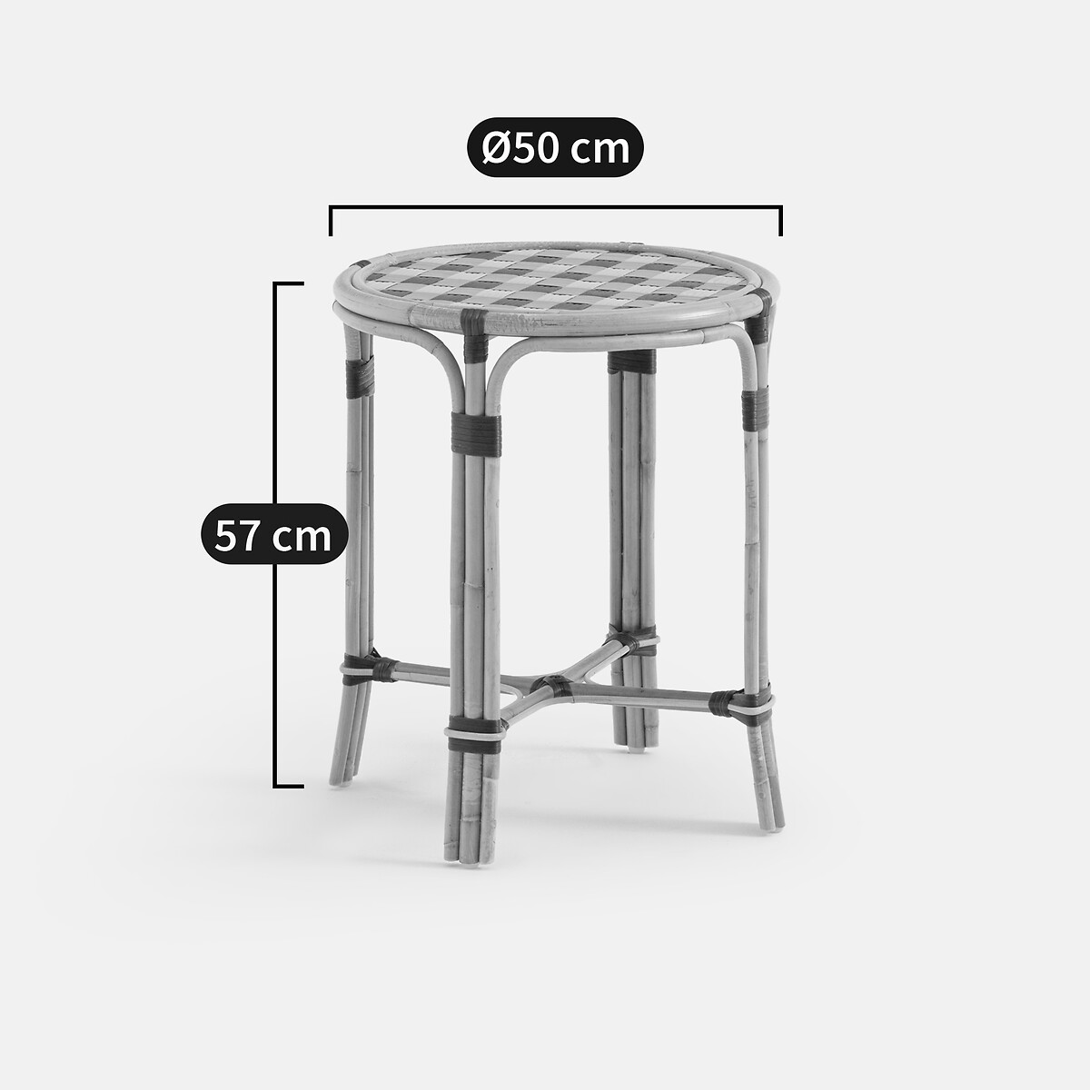 Bianca Rattan and Woven Resin Side Table pink checks, LA REDOUTE INTERIEURS