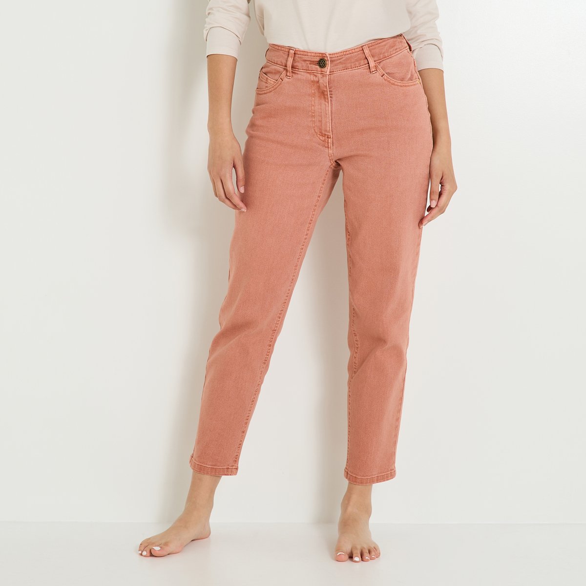 Jean mom raccourci ANKARA M02 rose blush, GRAIN DE MALICE