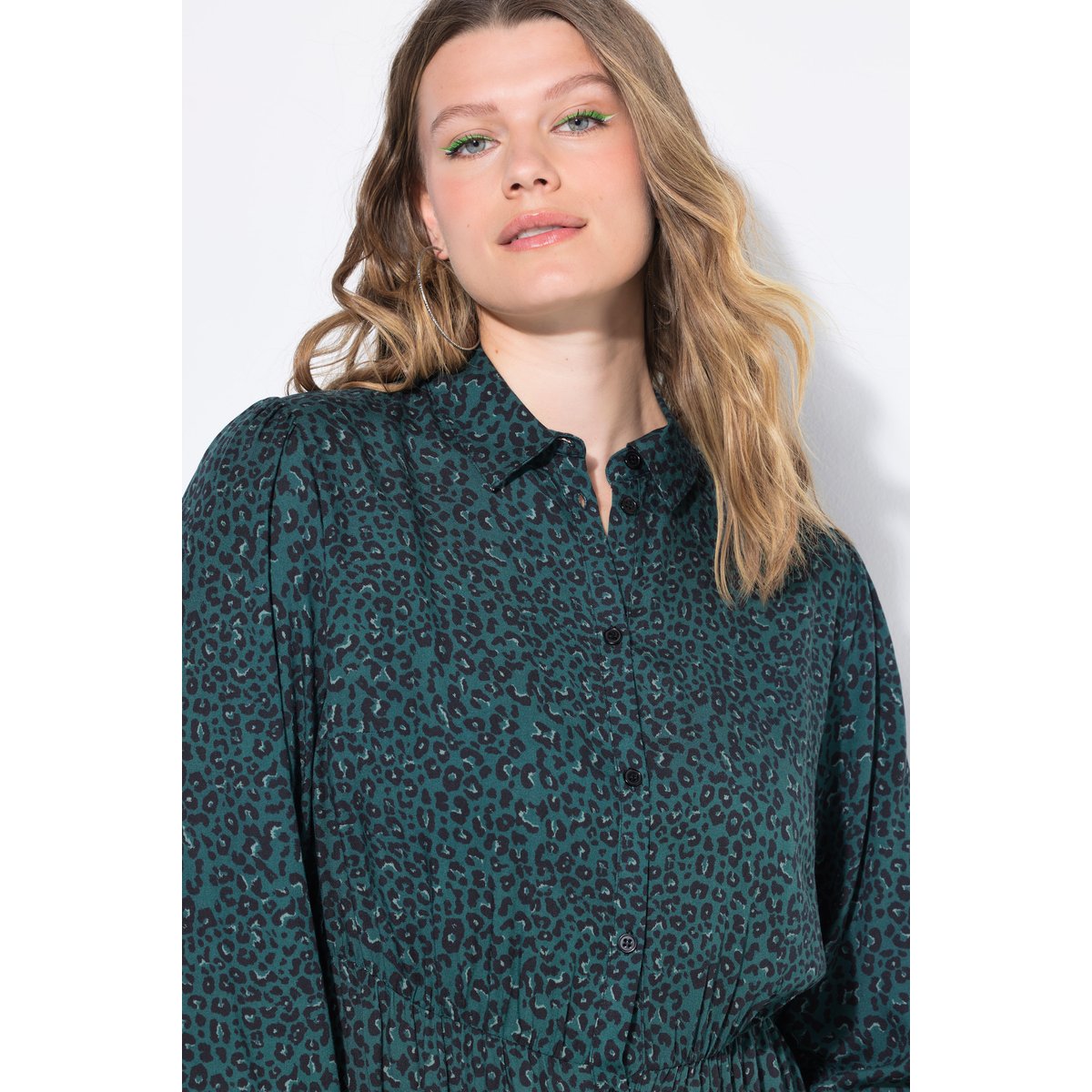Robe coupe trapèze à imprimé léopard vert minuit, STUDIO UNTOLD