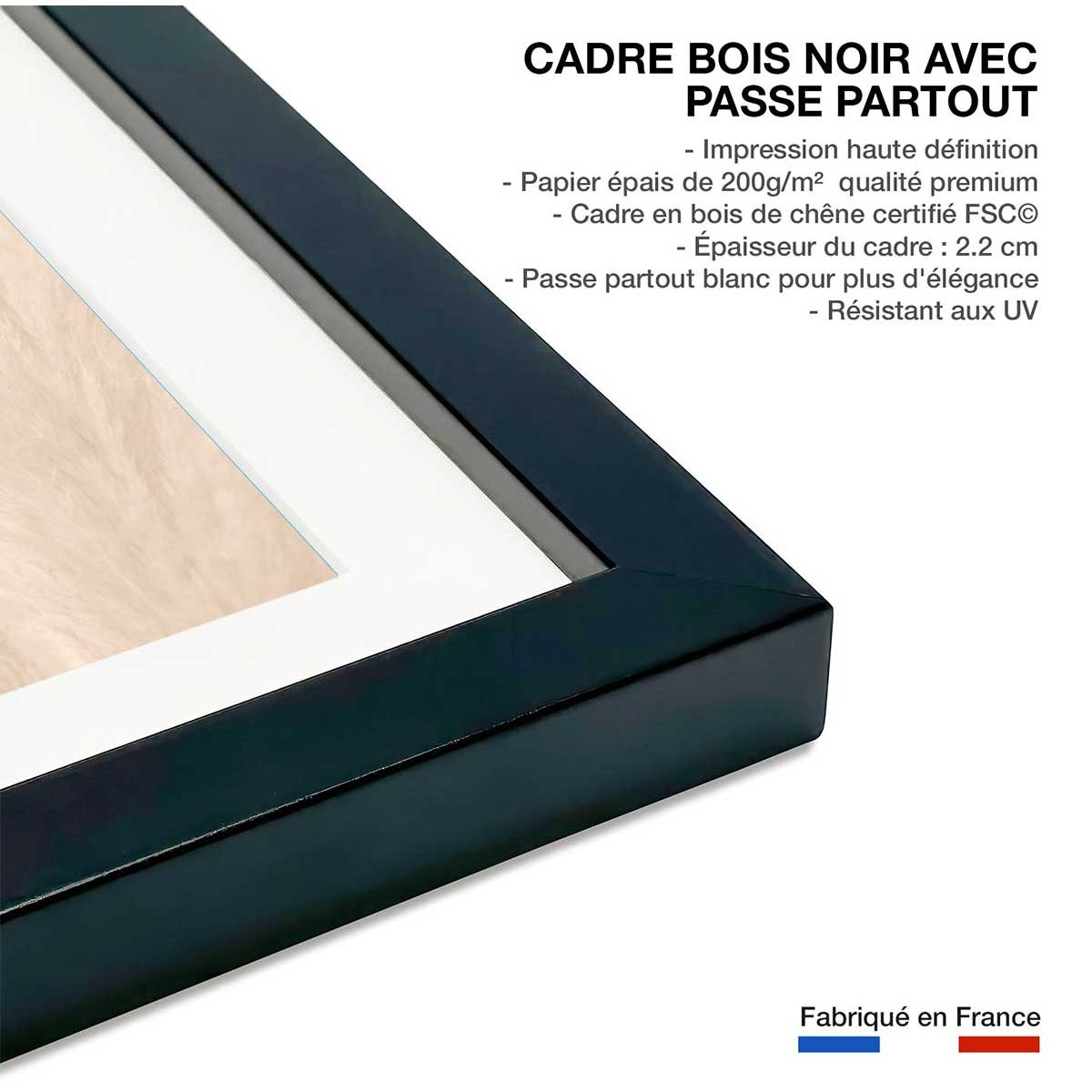 Affiche  scandi  de roseaux affiche + cadre en bois - noir, HEXOA