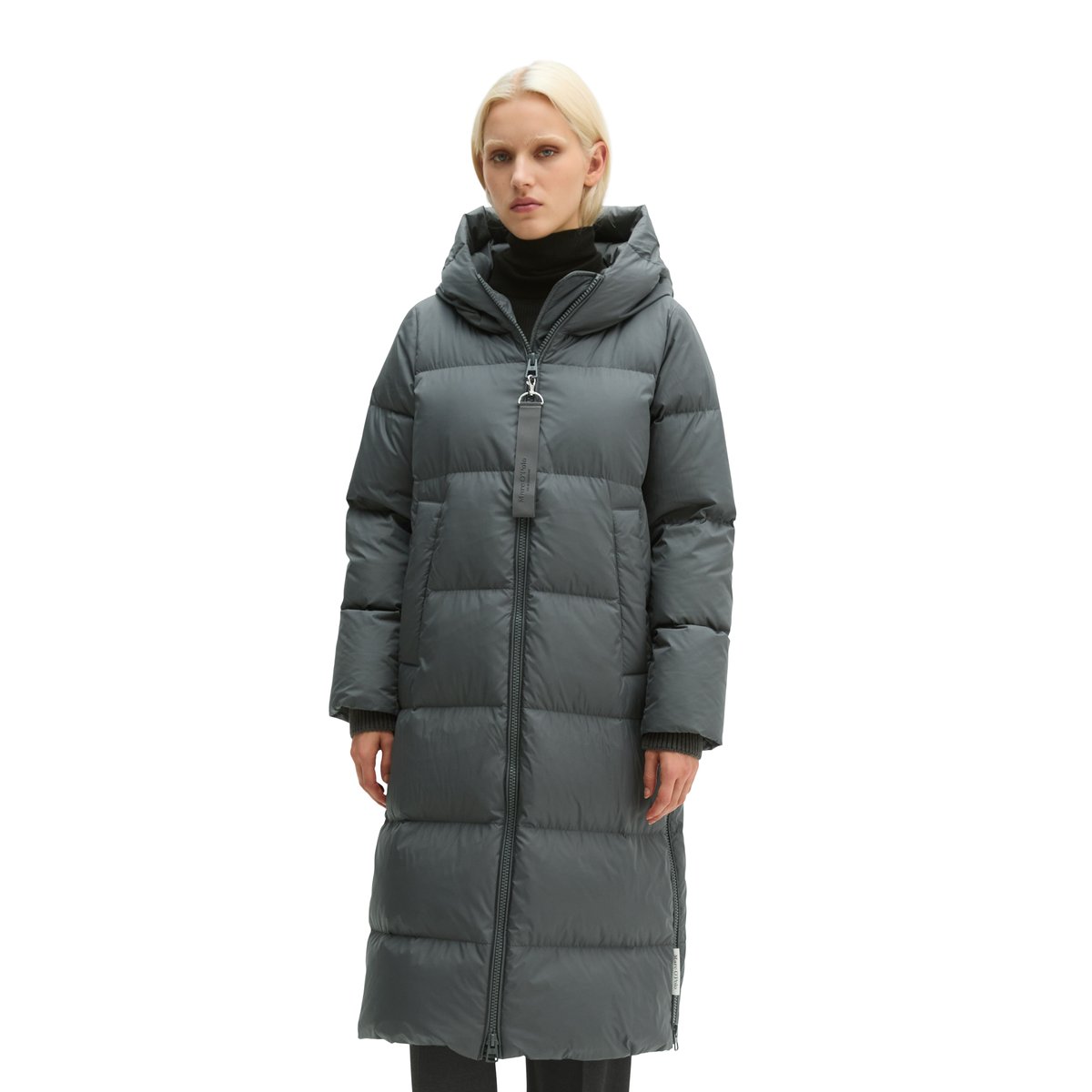 Manteau à capuche matelassé en duvet, coupe régulière à partir de matériaux recyclés gris, MARC O'POLO