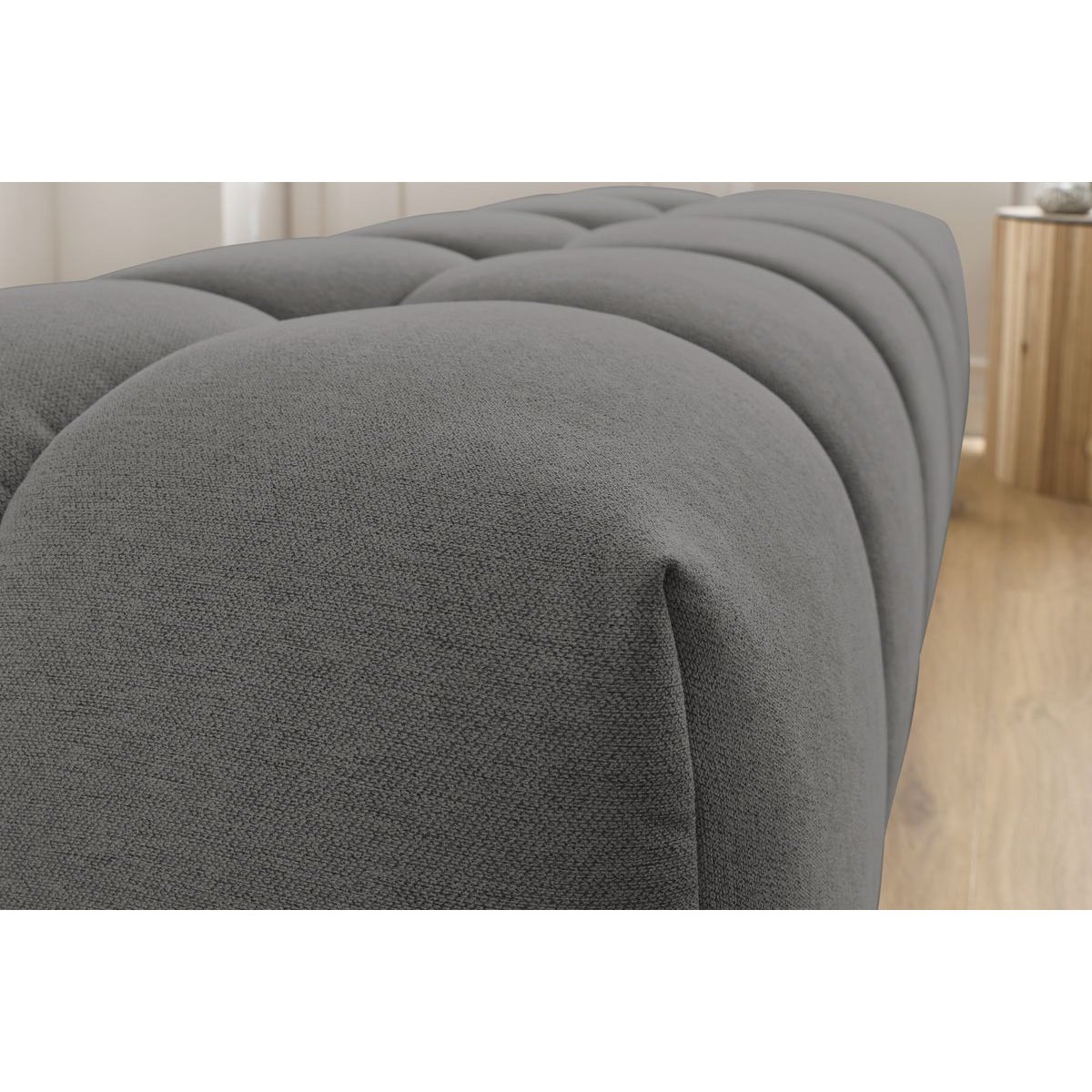 Pouf tissu chiné, MONT-BLANC gris foncé, BOBOCHIC
