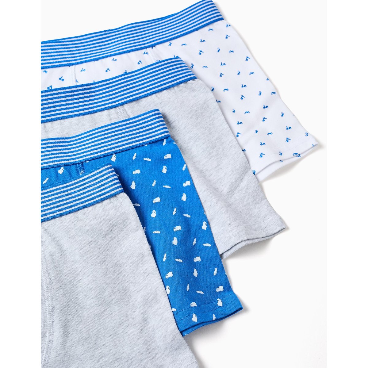 Lot de 4 boxers en coton unis/imprimés multicolore, ZIPPY