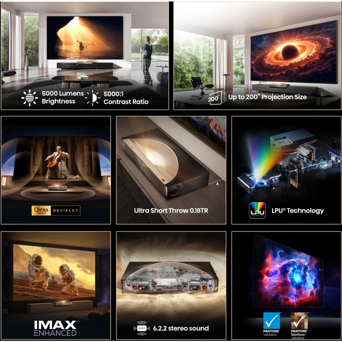 Vidéoprojecteur home cinéma L9Q 2025 - 4K Ultra HD Triple Laser - 5000 lumens - Ultra Courte Focale marron, HISENSE