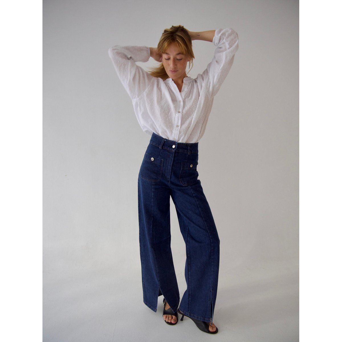 Jean large fendu CRISTINA bleu brut, MINDTRAVELER