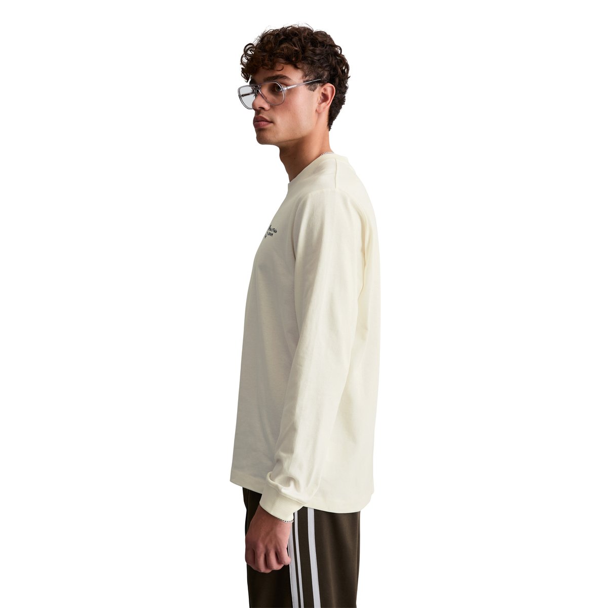 T-shirt à manches longues ample, en tissu épais avec un grand imprimé dans le dos blanc, MARC O’POLO DENIM